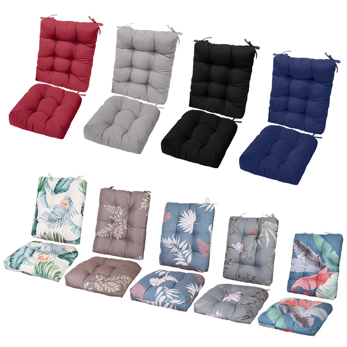 Rocking Chair Cushion 2 Pieces Back Seat Sets with Non-Slip Ties Polyester Fiber Filling Comfortable Cushions and Pads for Indoor Home Office Car