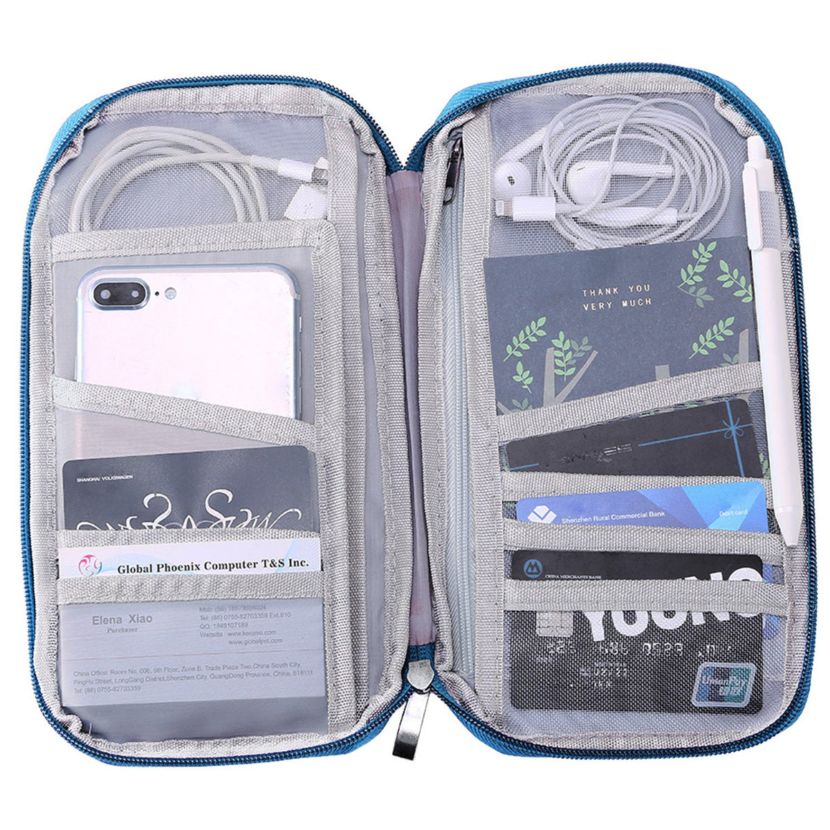 Travel Passport Wallet 12Cells Ticket ID Credit Card Holder Water Repellent Documents Phone Organizer Zipper Case Business Trip Daily Use