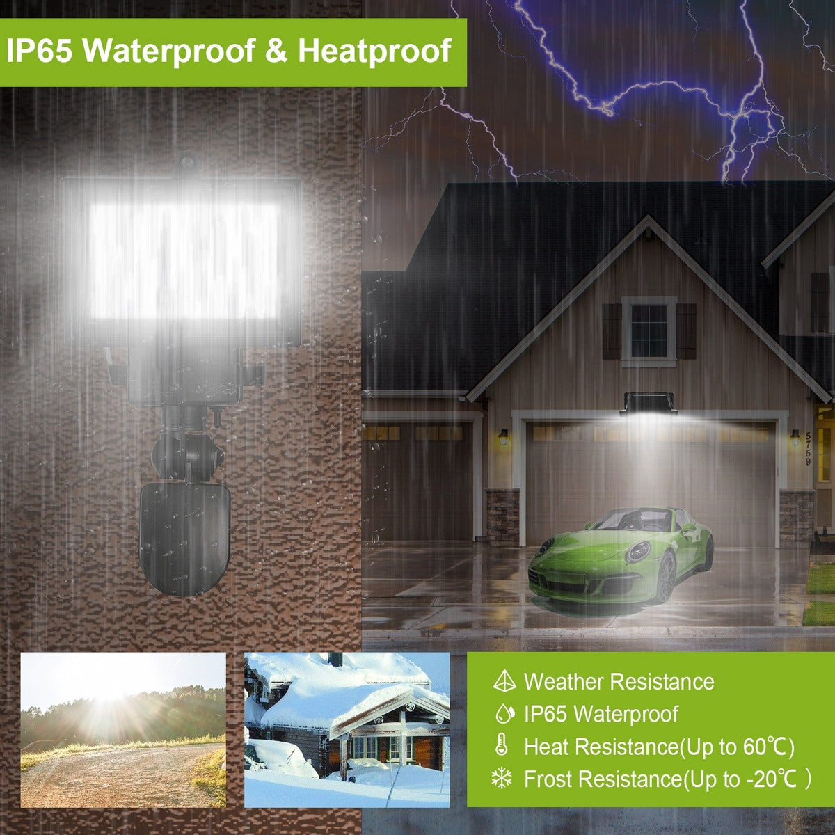 Solar Lights 1000lm Wall Lights Solar Flood Lights w/ Light Sensitivity 120¡ Motion Sensor IP65 Waterproof 180¡Illumination Lamps for Garage Garden Fr