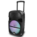 KOCASO Wireless Speaker Portable PA Karaoke System with 12" Subwoofer FM Radio Wired Microphone w/ DJ Lights FM Remote Control