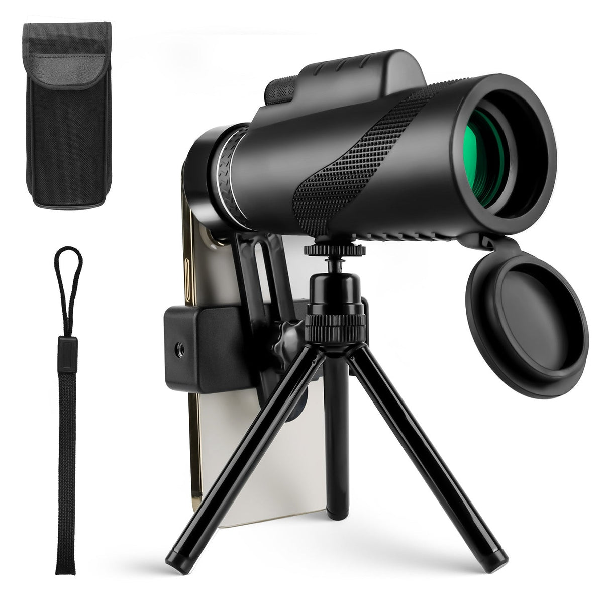 80x100 HD Monocular Telescope for Adults BAK-4 Prism High Power Monocular for Smartphone with FMC Lens Phone Adapter Tripod Case for Bird Watching Hun