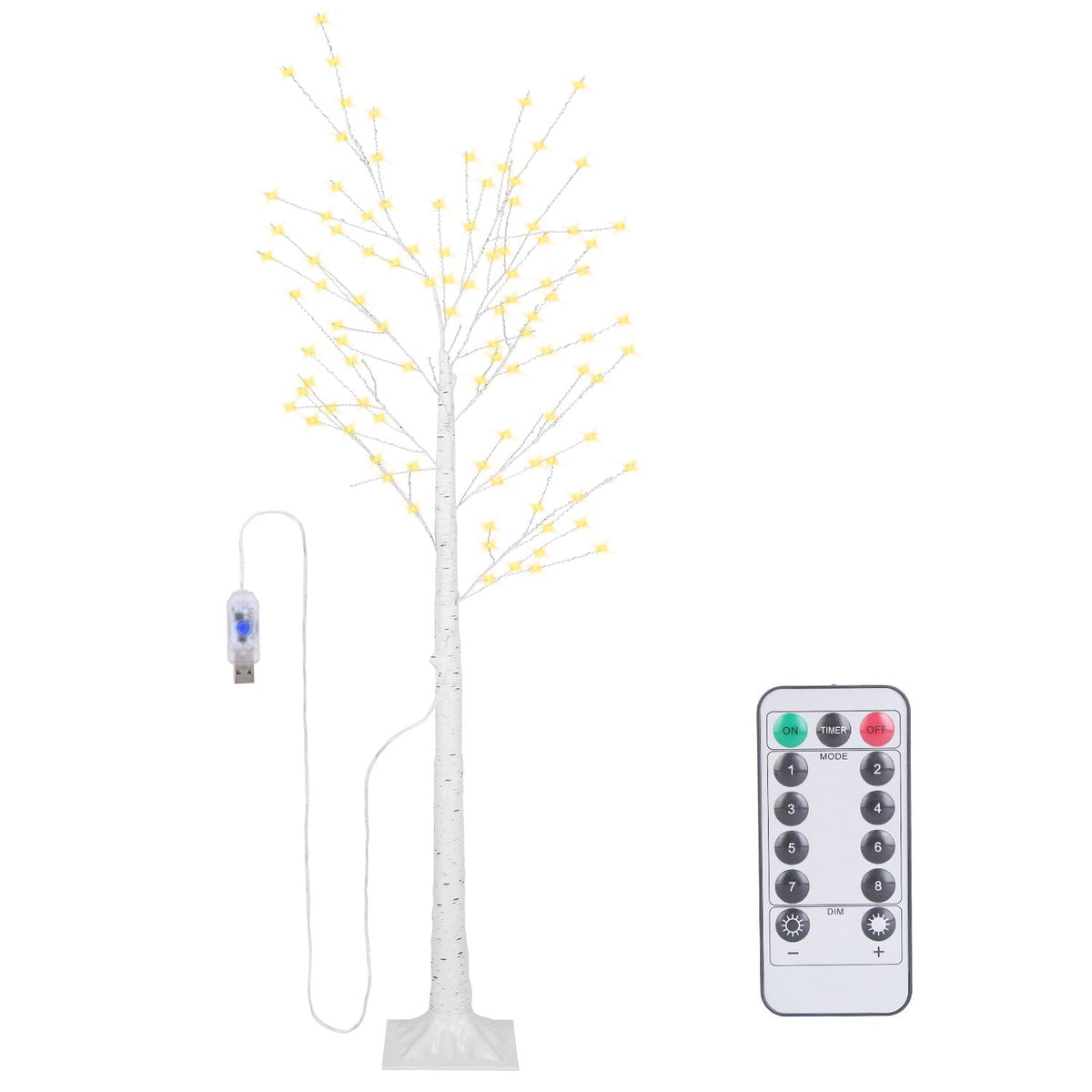 Lighted Birch Tree Artificial White Birch Twig Tree with 8 Warm White Lighting Modes for Wedding Party Christmas Holiday Festival Home Decoration