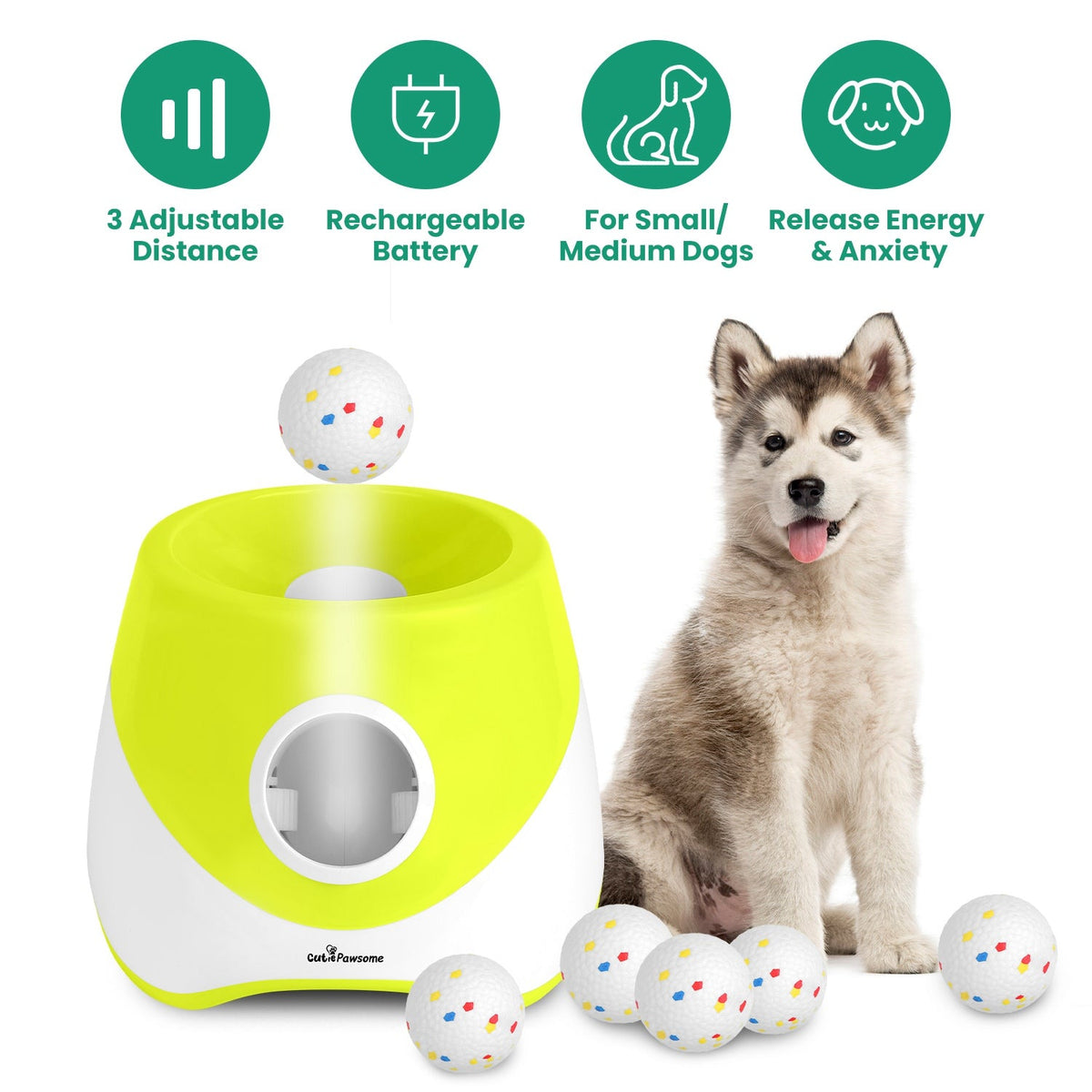 Automatic Dog Ball Launcher Rechargeable Interactive Pet Ball Thrower for Small Medium Dogs Interactive Dog Fetch Toy with 3 Adjustable Distance Setti