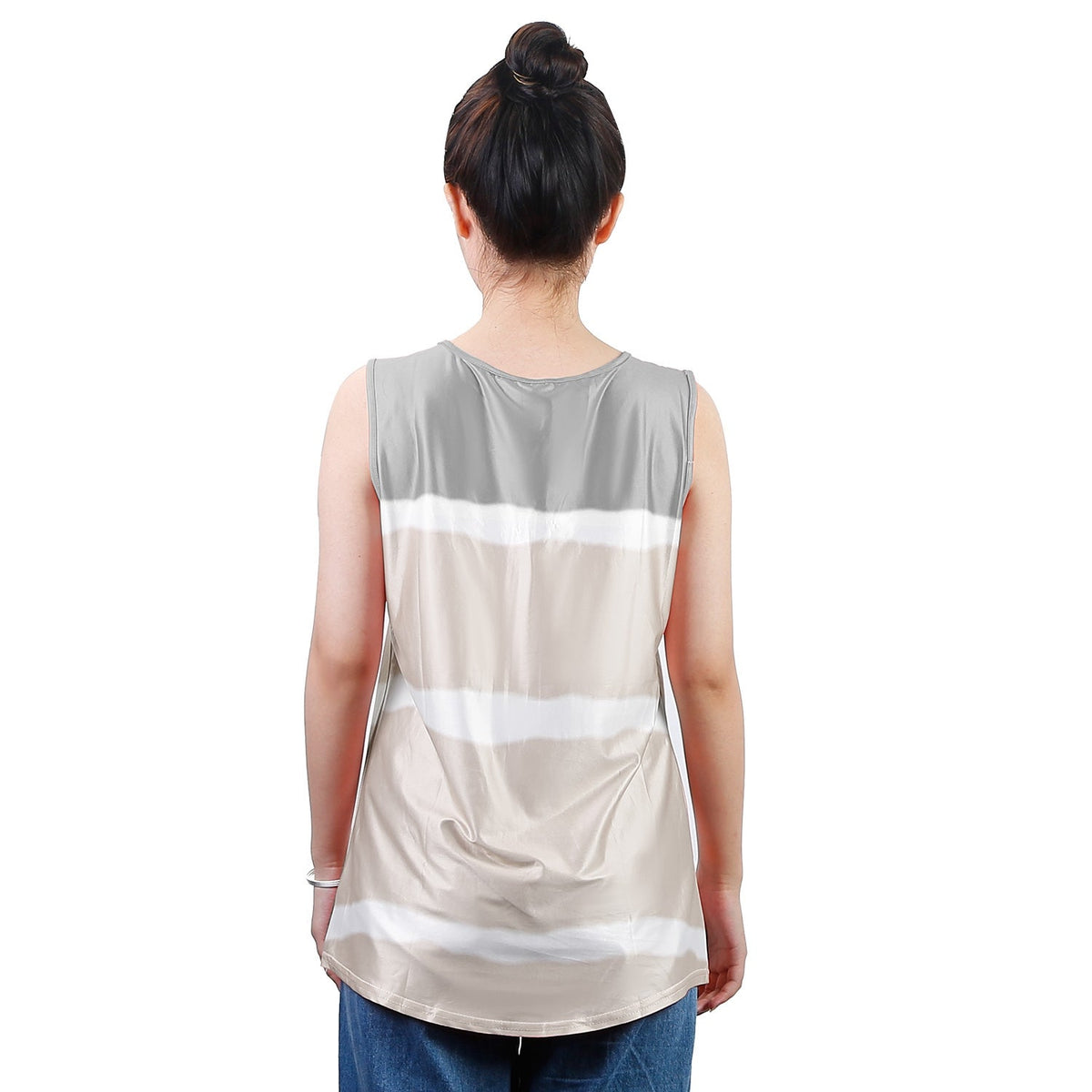Women Tie-dye Sleeveless Tank Tops Summer Loose T Shirts Tops Button Down Shirts Vest Blouse Plus Size