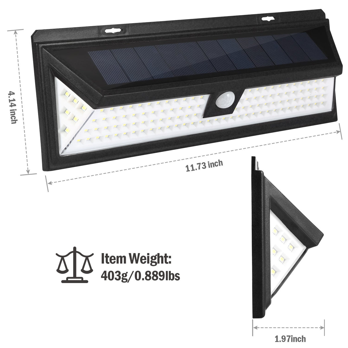 Solar Lights 118 LEDs Solar Wall Light Outdoor Motion Sensor Lamp IP65 Waterproof 120¡ Sensing 270¡Wide Lighting Angle for Garage Garden Pathway