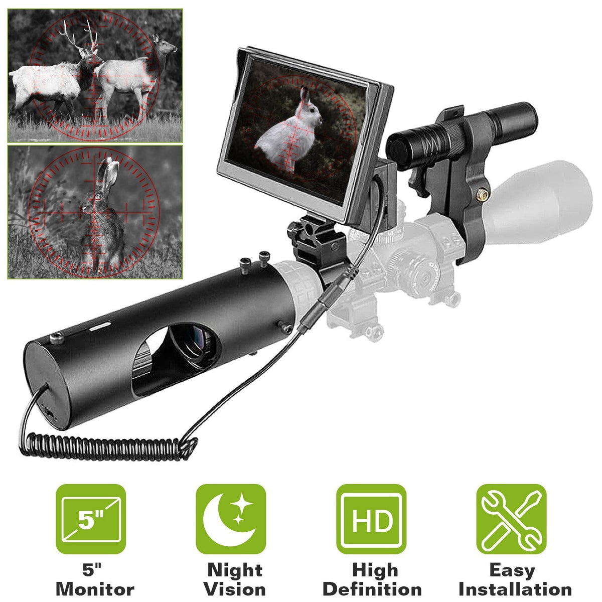 Night Vision Scope Digital Camera Infrared Rifle Scope 850nm Hunting Scope System w/ IR Torch System 5Ó Monitor