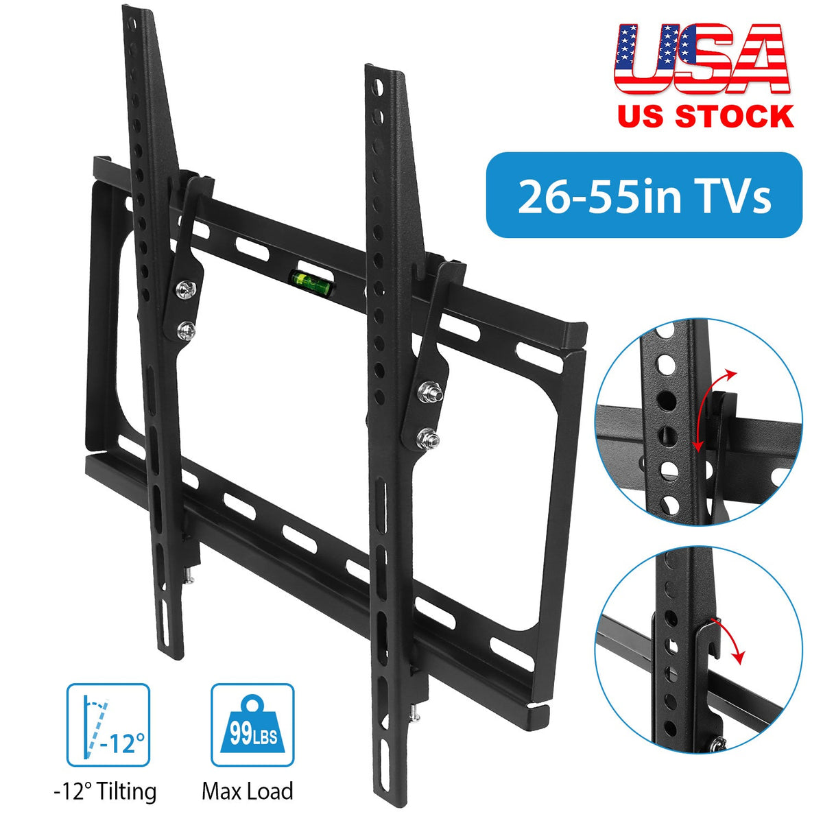 TV Wall Mount Tilt Dual Arm TV Mount Brackets Maximum VESA 400x400mm For 26-55in TVs