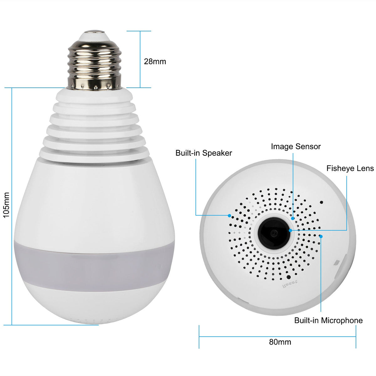 WiFi Light Bulb Camera 960P Security Camera 360¡ Fisheye Lens Panoramic Motion Detection IR Night Vision