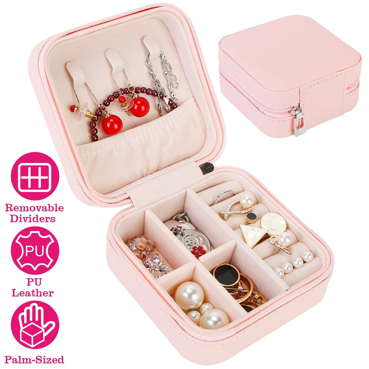 Mini Jewelry Storage Box Portable Ring Earring Necklace Storage Travel Case PU Leather Jewelry Organizer Gift