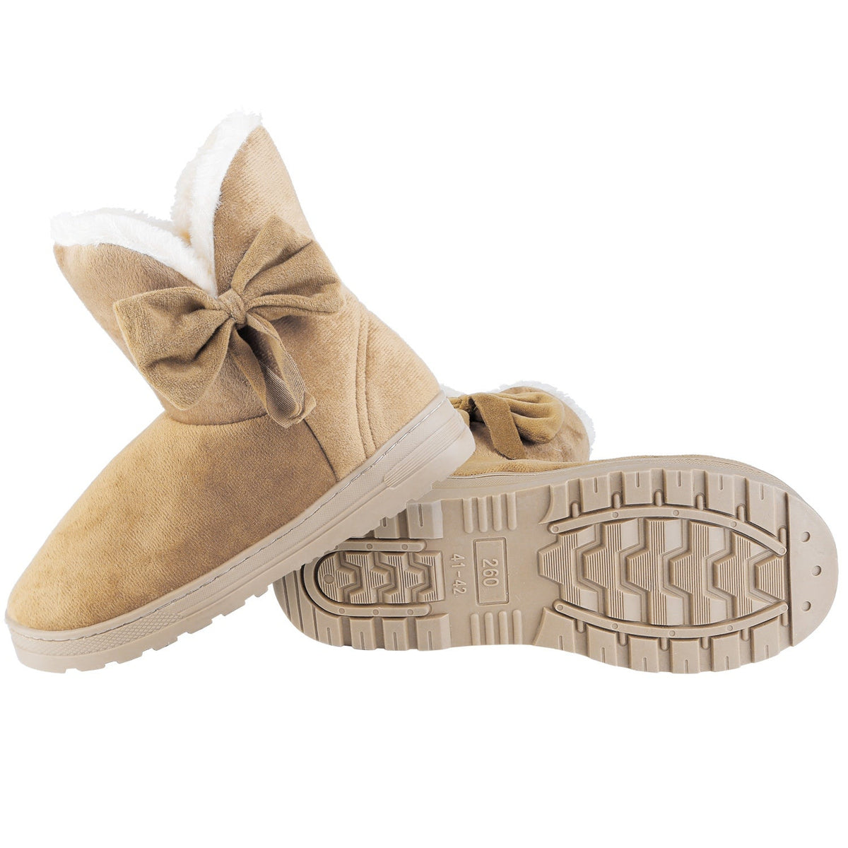 Women Ladies Snow Boots Super Soft Fabric Mid-Calf Winter Shoes Thickened Plush Warm Lining Shoes w/ Anti-slip Rubber Base Bowknot