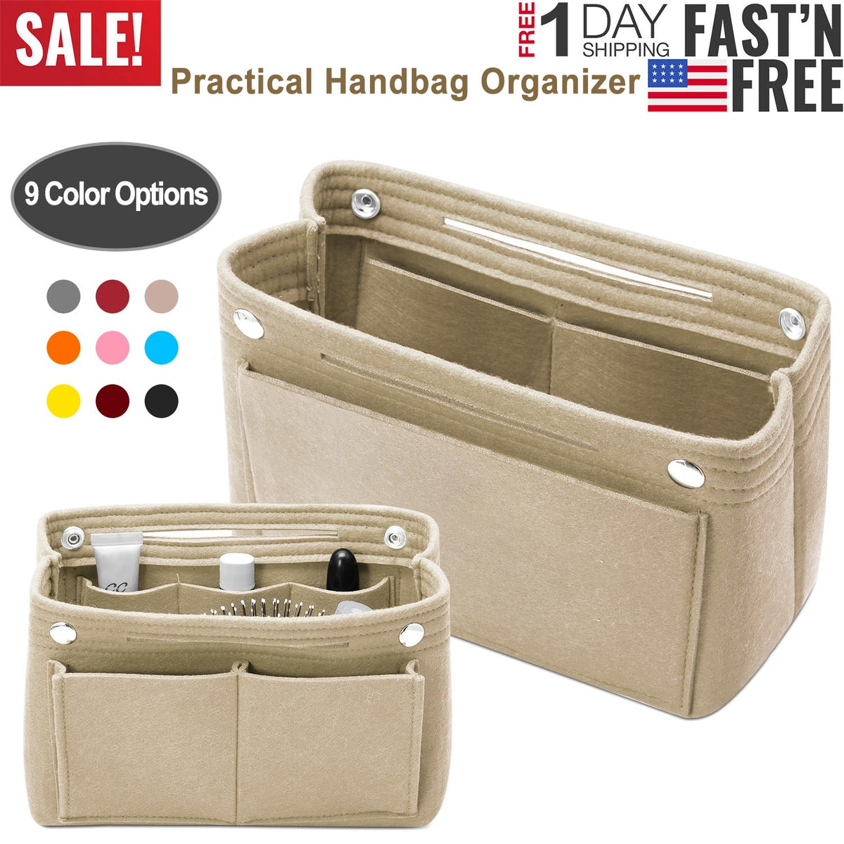 Felt Handbag Insert Organizer Purse Tote Shaper Bag in Bag Cosmetic Bag Handbag Purse Organizer
