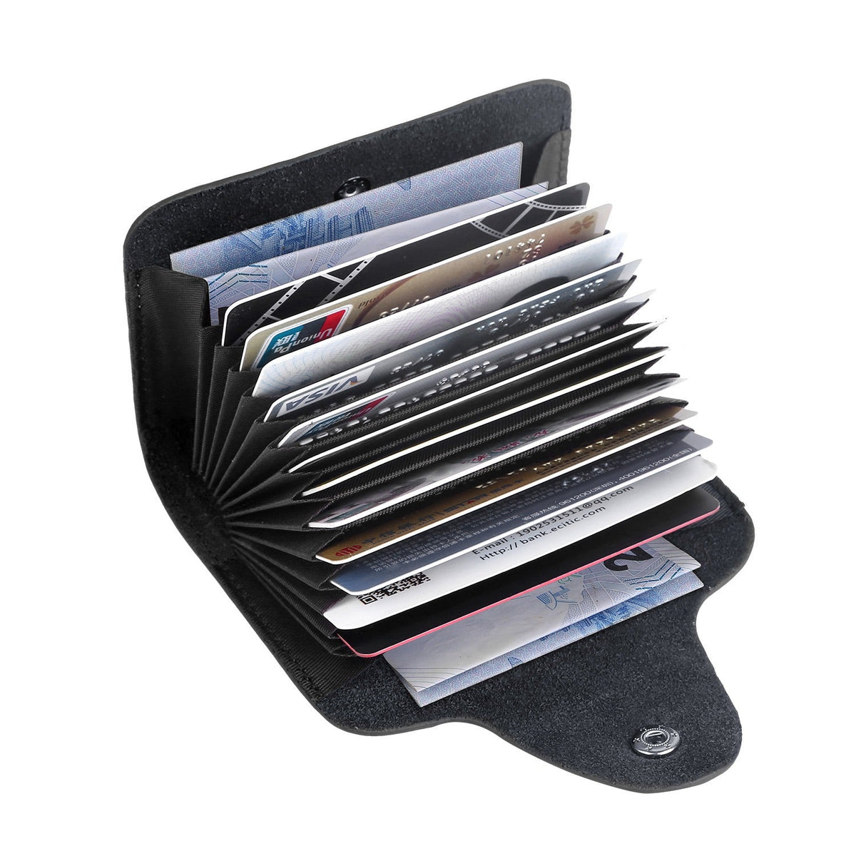 Credit Card Holder Wallet PU Leather Snap Closure Purse Accordion Case with 12 Pcs Card Slots