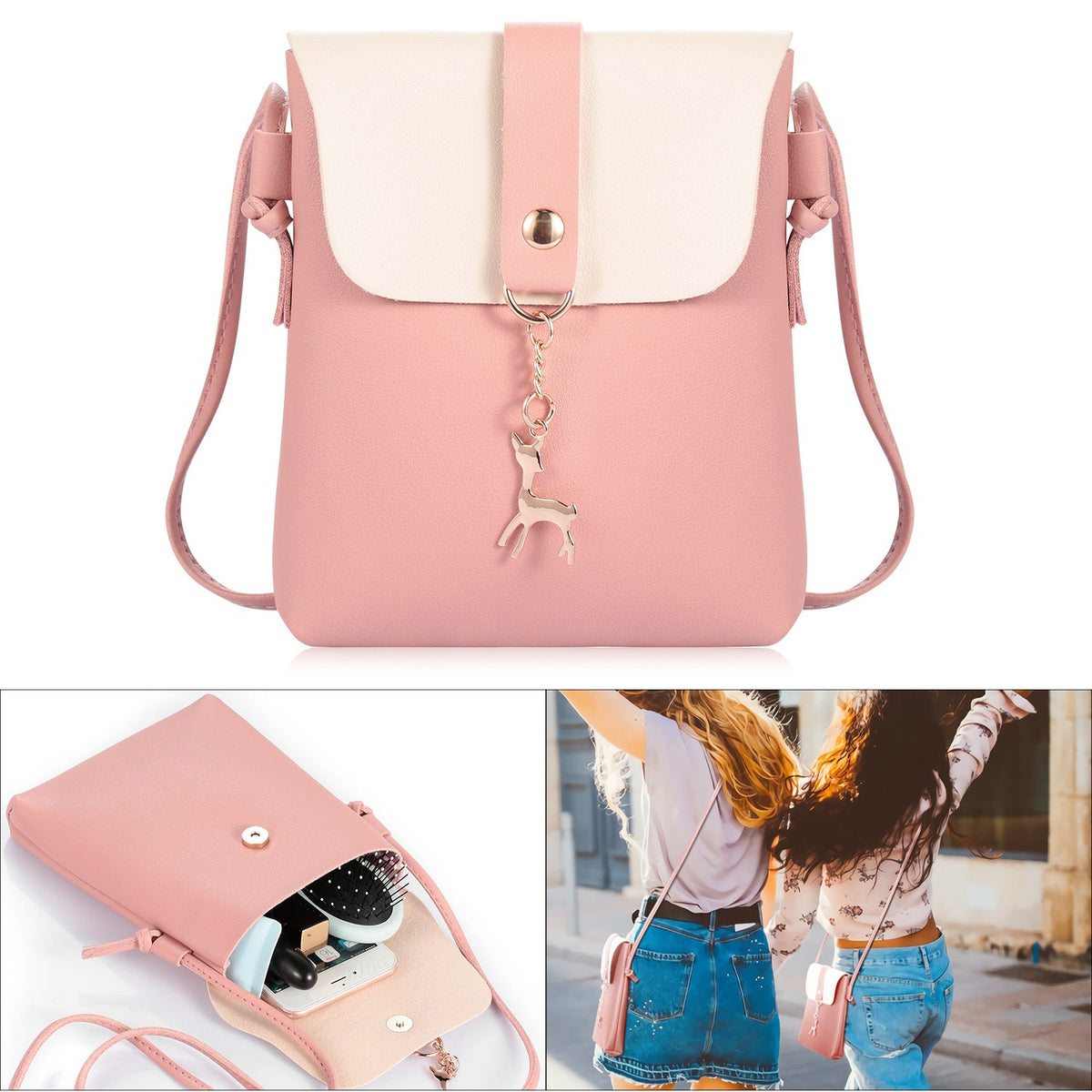 Women Girl Small Crossbody Bags PU Leather Messenger Bags Waterproof Clutch Purse Phone Wallet Pocket Pouch Satchel