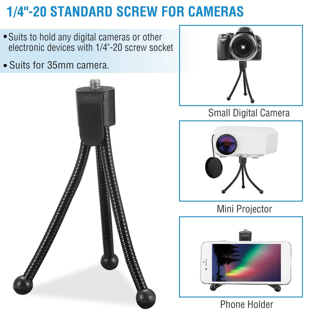 Tripod Stand For Camera Mini Projector Flexible Tripod Holder Heavy Duty Camera Tabletop Mount w/ Anti-slip Feet For Photograph Recording