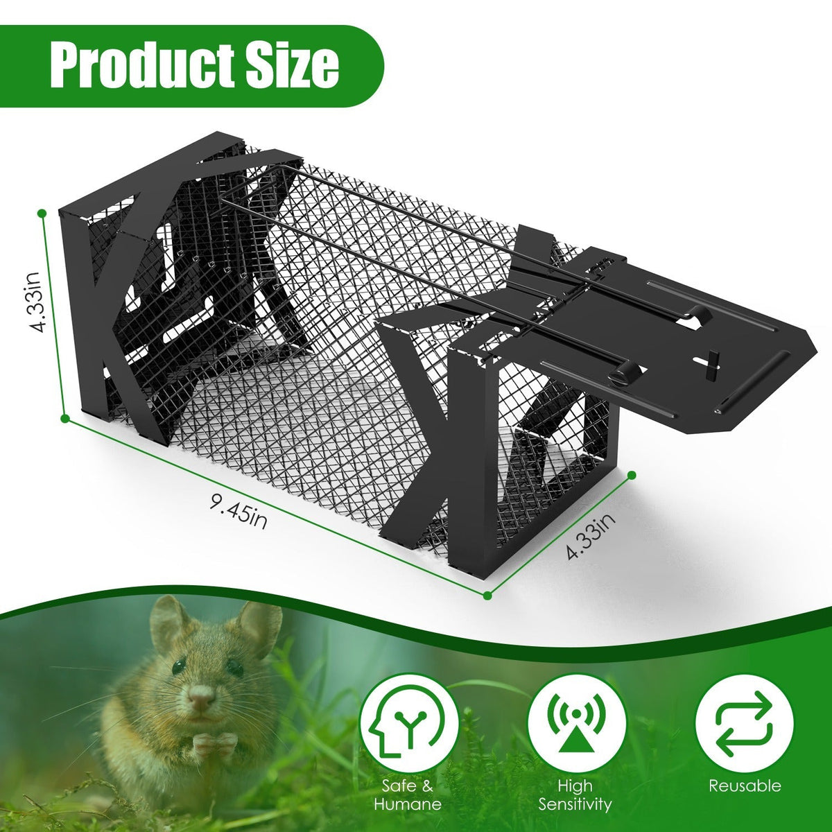 2PCS Humane Mouse Traps – Reusable Live Catch & Release Cages