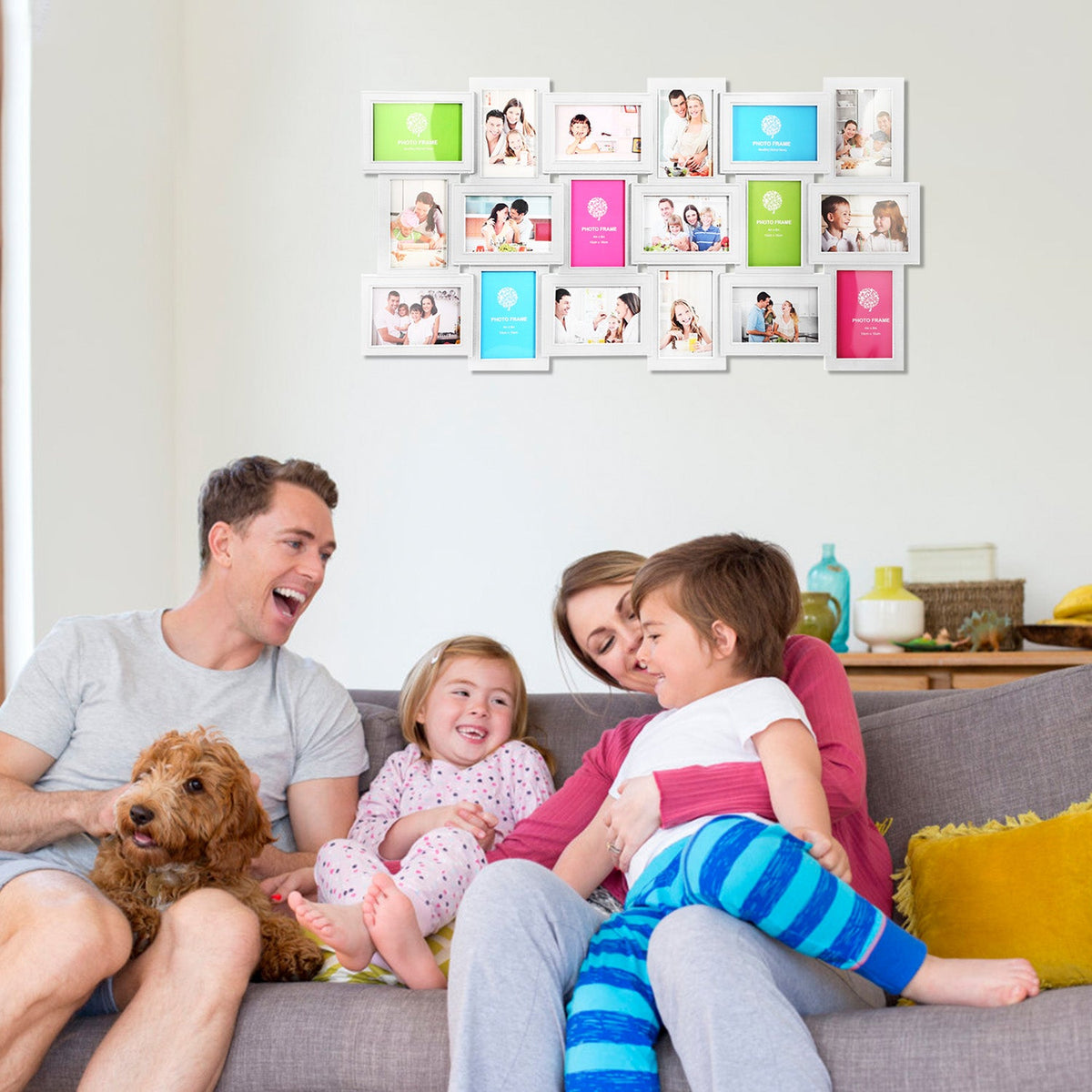 12/18 Pictures Frames Collage for Photos in 4" x 6" Glass Protection Display Wall Mounting Gallery Home Decor Kit