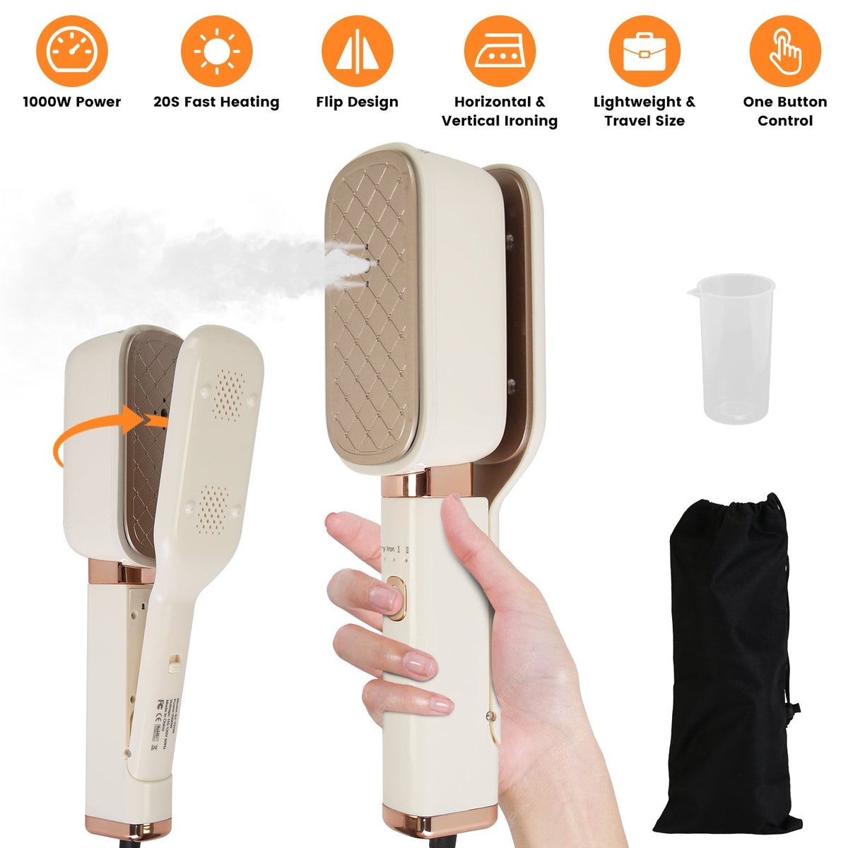 Steam Iron Press 3 In 1 Travel Steamer For Clothes With 180¡ Flip Head Portable Handheld Flat Iron 1000W Wrinkles Remover Wet And Dry Ironing Garment