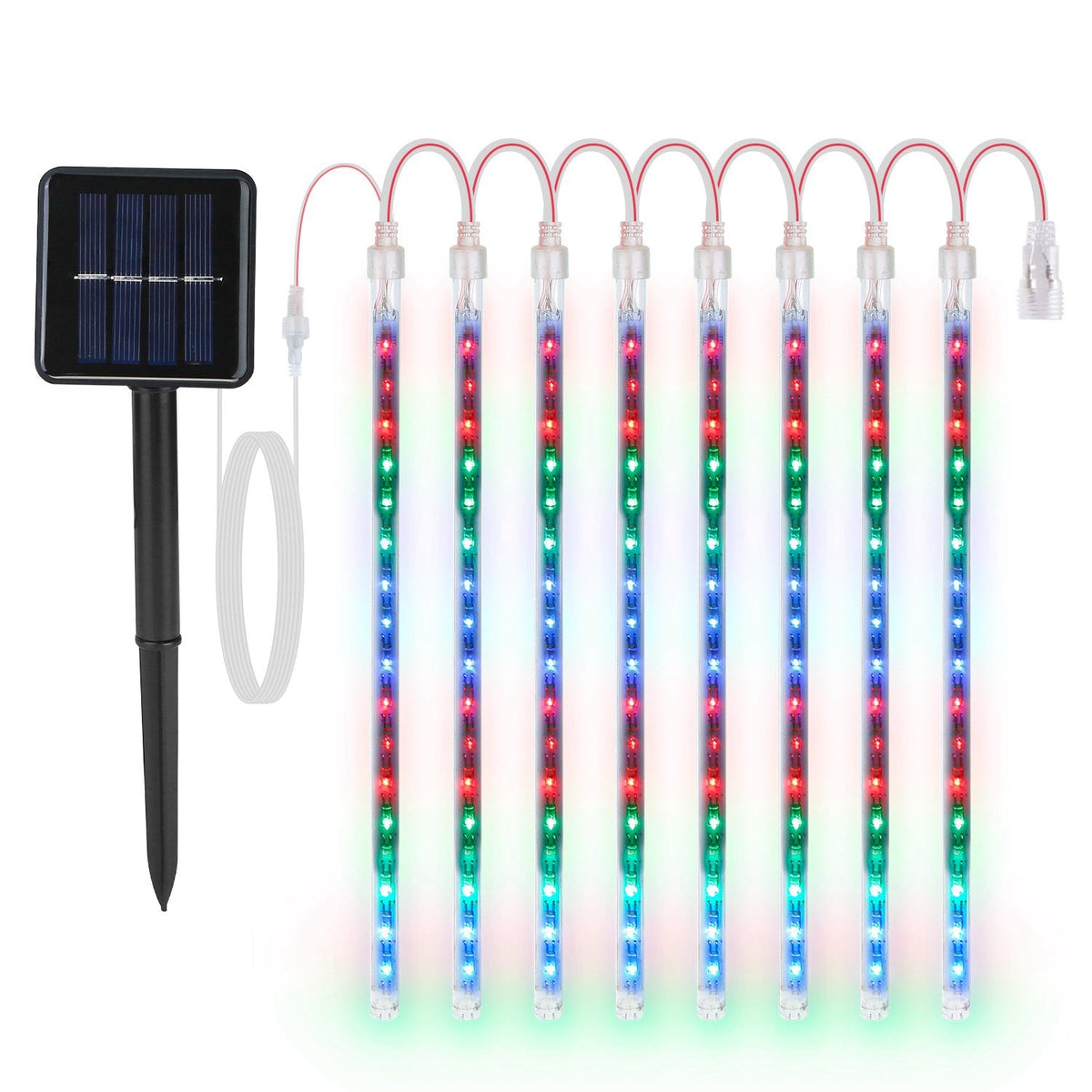 Solar Powered Meteor Shower String Lights 9.84FT Falling Raindrop Tube Lamp Water Resistant Decorative Lights For Tree Home Garden Parties