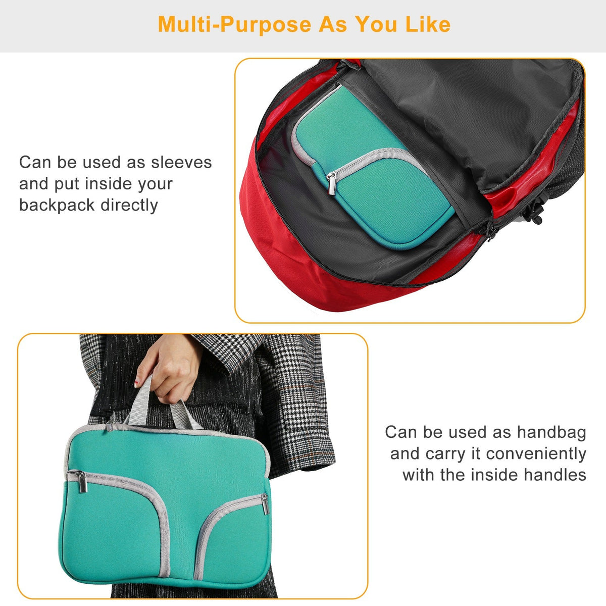 Portable Laptop Sleeve Bag Tablet Notebook Inner Case Bag 11-15Inches Universal   Neoprene