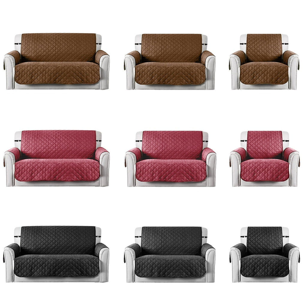 Reversible Sofa Cover Chair Loveseat Couch Microfiber Slipcover Cushion Furniture Protector Shield Water-Resistant w/ Elastic Strap for Kids Pet Dog C