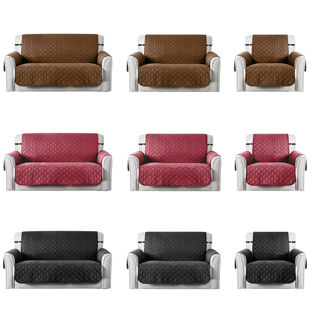 Reversible Sofa Cover Chair Loveseat Couch Microfiber Slipcover Cushion Furniture Protector Shield Water-Resistant w/ Elastic Strap for Kids Pet Dog C