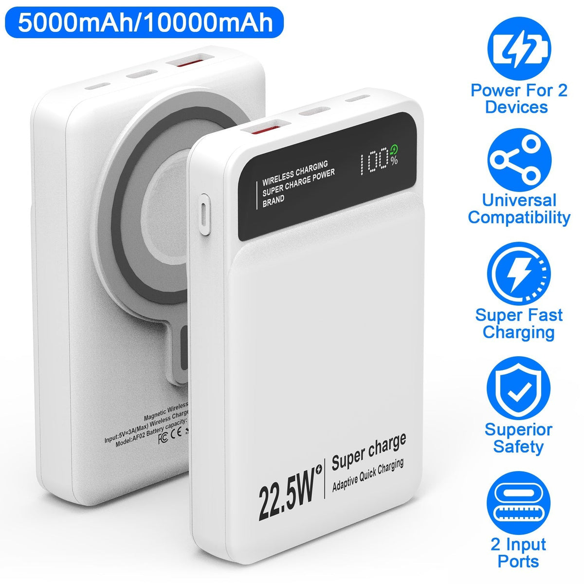 10000mAh Magsafe 3 In 1 Portable Charger PD22.5W Magnetic Fast Charger Fast Charging Power Bank Fit For IOS Phone 15/14 Samsung Galaxy S24 And More