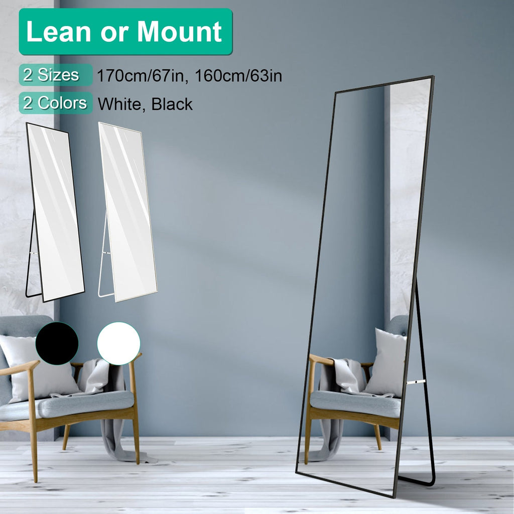 Full Length Mirror 63x18.9in Aluminum Alloy Wall Mirror Free Standing Floor Mirror Hanging Leaning Against Wall for Dressing Bedroom Living Room