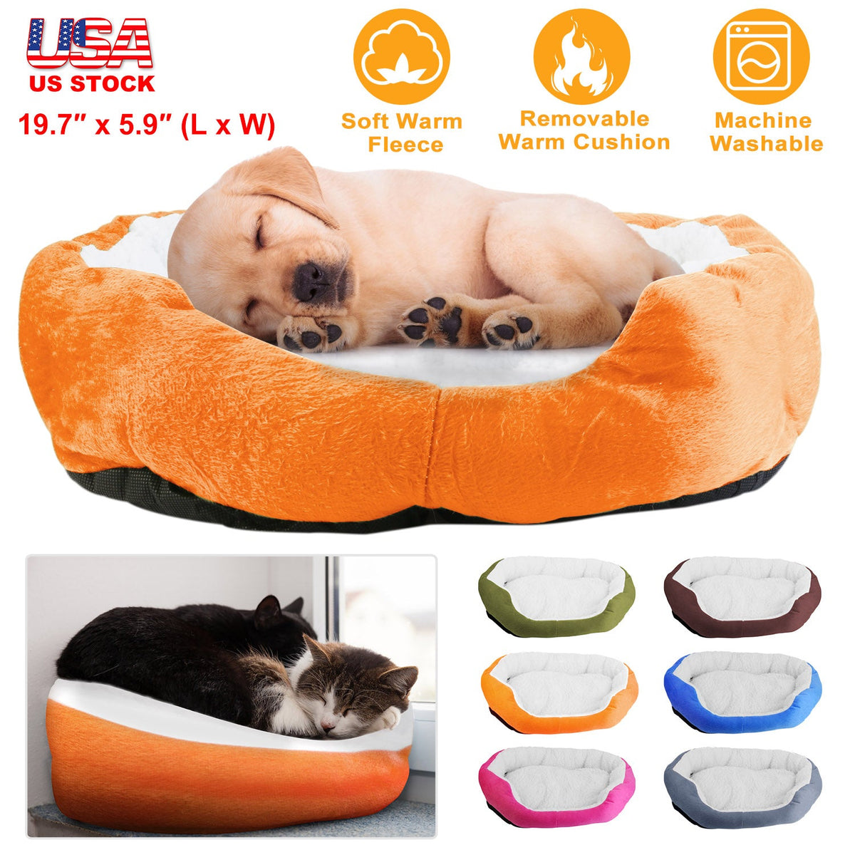 Pet Dog Bed Soft Warm Fleece Puppy Cat Bed Dog Cozy Nest Sofa Bed Cushion For S/M Dog