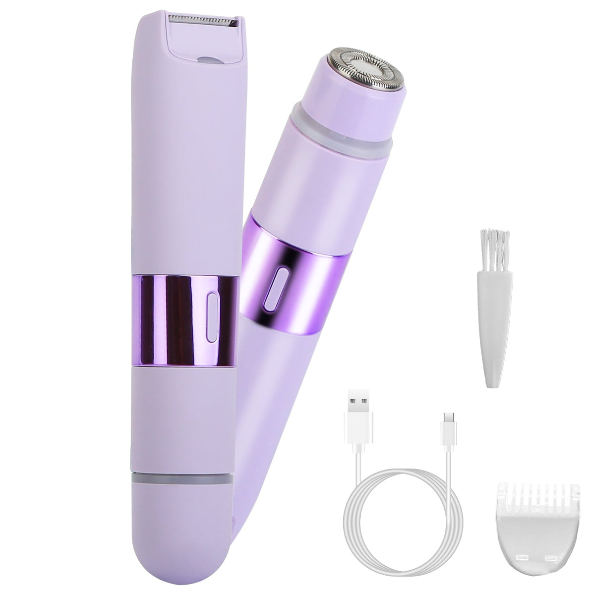 2 In 1 Bikini Trimmer for Women Dual Head Cordless Body Shaver IPX5 Waterproof Rechargeable Pubic Hair Razor Wet And Dry Use for Bikini Underarm Leg A
