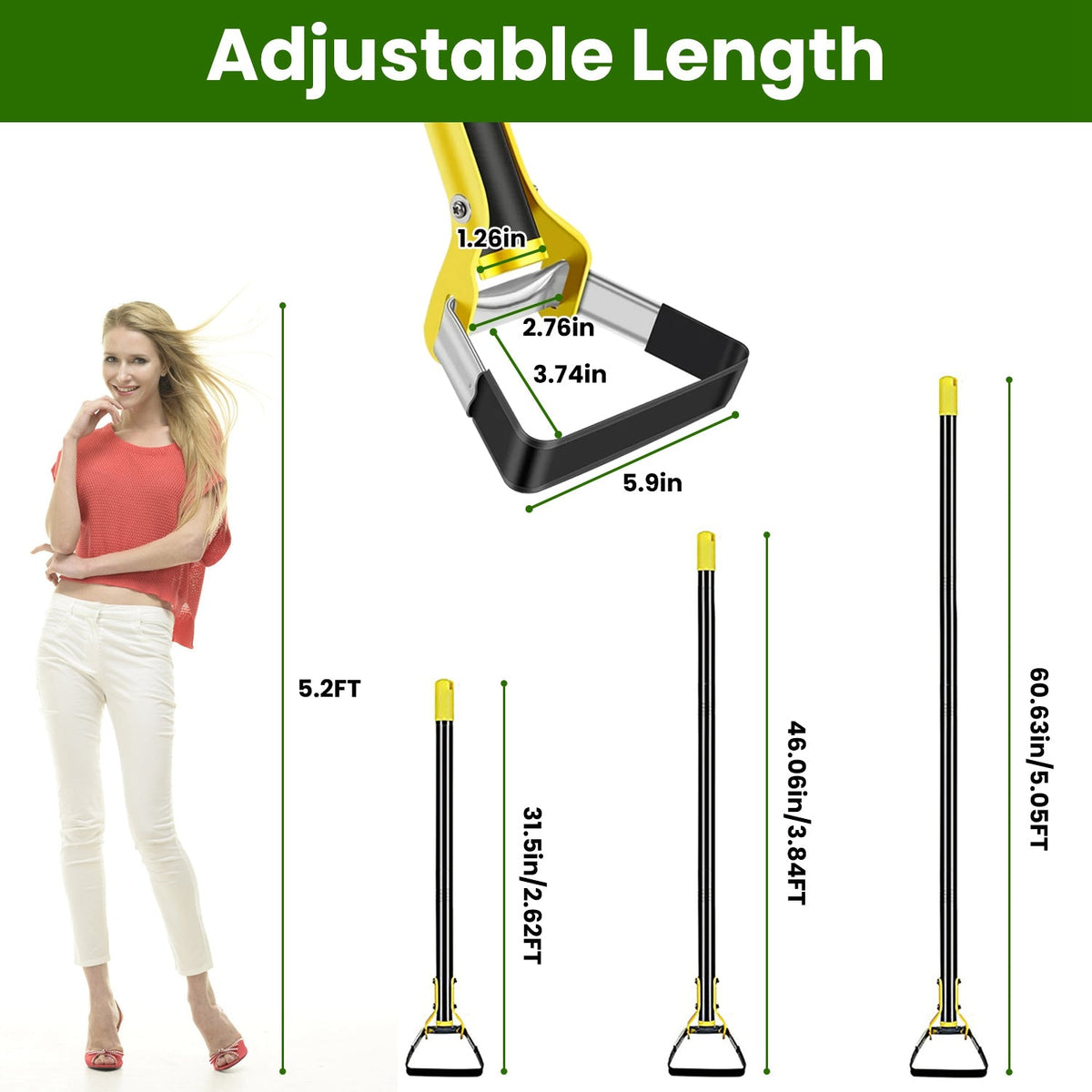 60.63in Adjustable Garden Hoe Handheld Stirrup Hula Hoe Scuffle Loop Hoe Gardening Weeder Cultivator Weeding Rake for Weeding/Loosening Soil