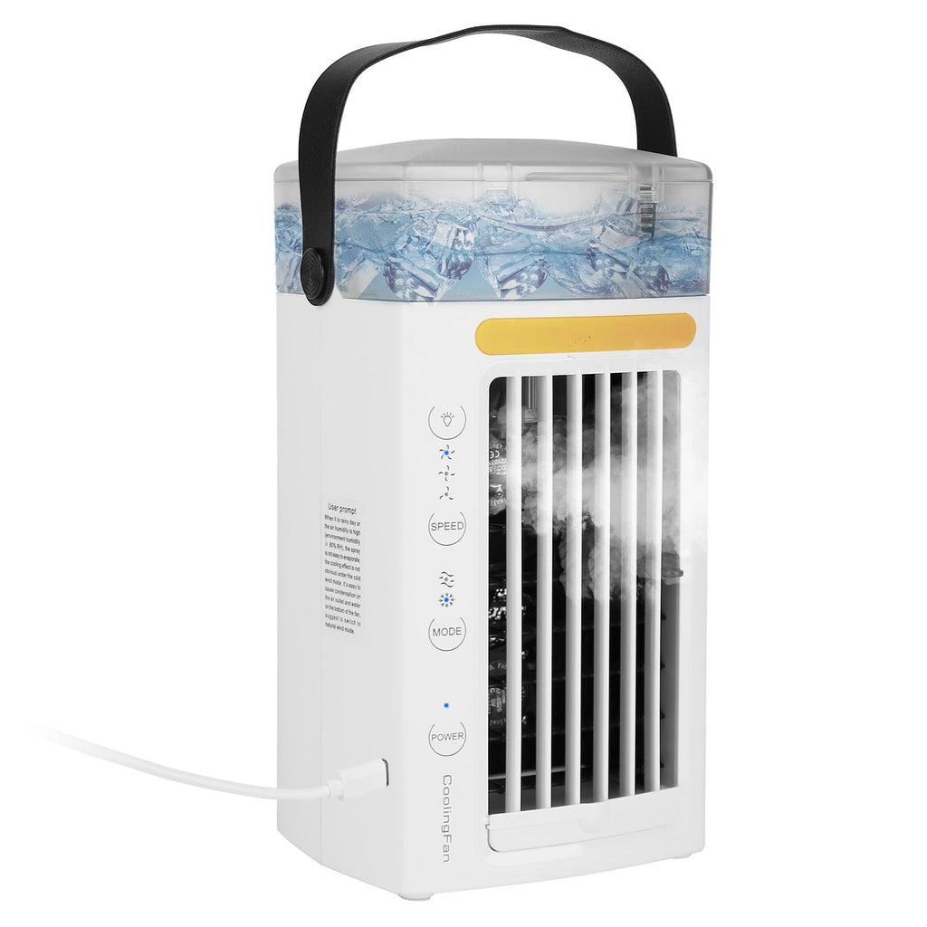 4 In 1 Portable Air Conditioner Fan Evaporative Air Cooler Water Mist Cooling Fan for Desktop 3 Speeds Nightlight