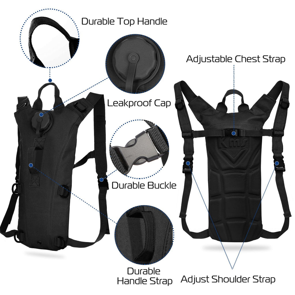 iMounTEK Tactical Hydration Pack 3L Water Bladder Adjustable Water Drink Backpack for Hiking Cycling Climbing Running