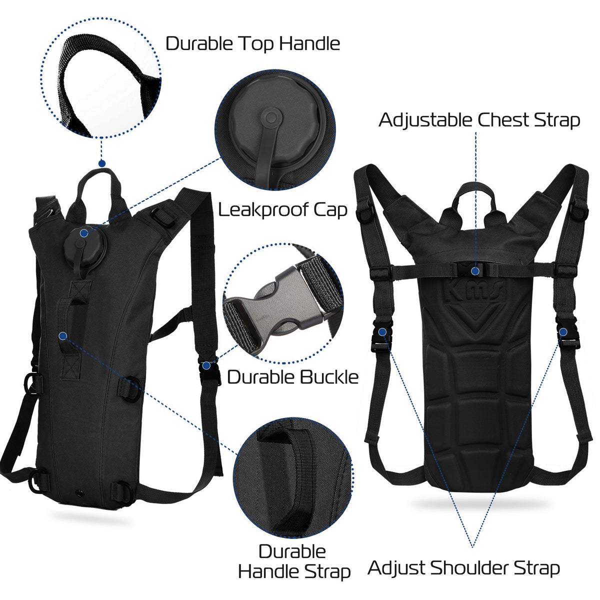 iMounTEK Tactical Hydration Pack 3L Water Bladder Adjustable Water Drink Backpack for Hiking Cycling Climbing Running
