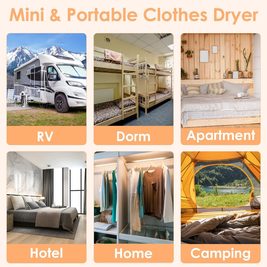 Portable Clothes Dryer Mini Dryer Foldable Dryer Machine with Timer UV Sterilization 2 Drying Modes Remote Control for Apartment Dorm RV Travel Home
