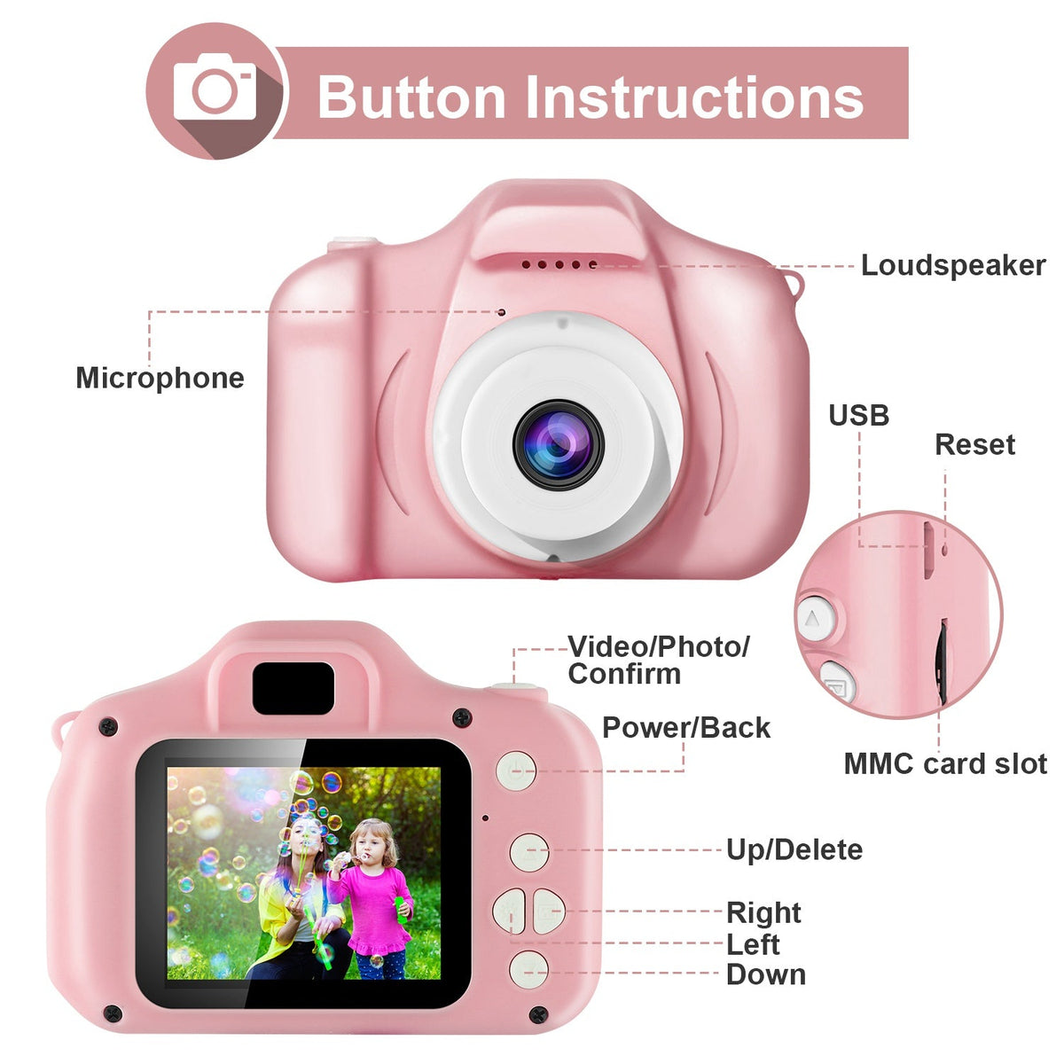 iMounTEK Kids Digital Camera w/ 2.0Ó Screen 12MP 1080P FHD Video Camera 4X Digital Zoom Games 32GB Card Supported Shockproof Child Camcorder for 3-10