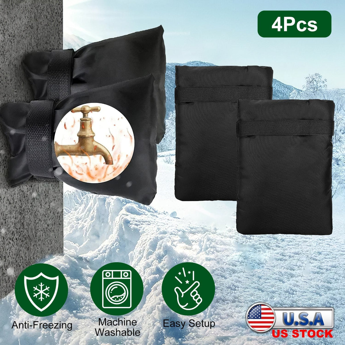 4Pcs Outdoor Faucet Covers Outside Garden Faucet Socks Winter Faucet Hose Bib Protector Spout Cover for Winter Freeze Protection