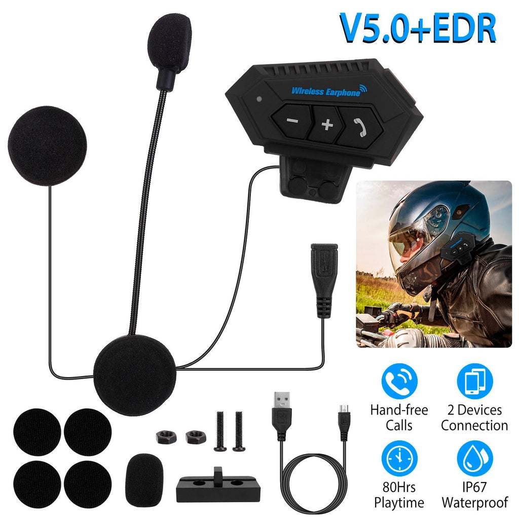 Wireless Headset Speaker Motorcycle Helmet Motorbike Headphone IP67 Waterproof