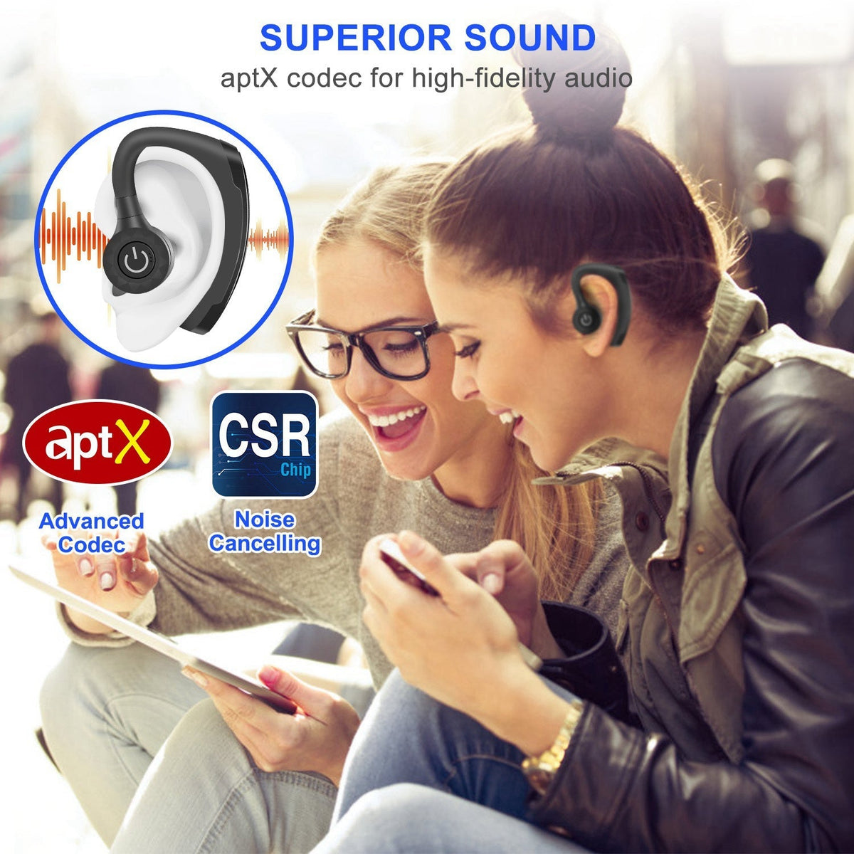Title: Wireless V5.0 Earbuds In-Ear Earphones 10Hrs Playtime Ear Hook Earphone Waterproof HiFi Earpieces w/ Mic