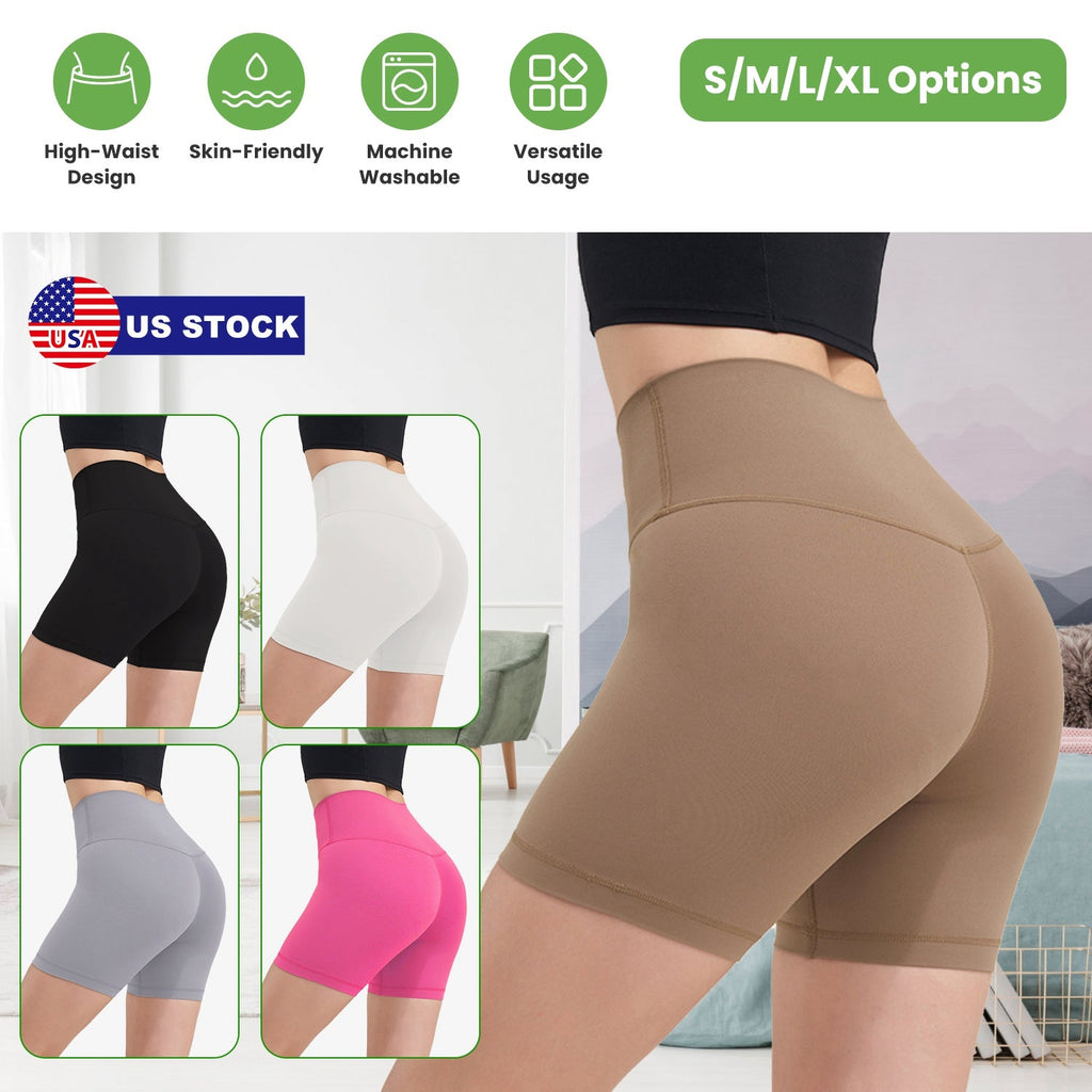 Women\'s High Waist Biker Shorts Tummy Control Pants Athletic Leggings Spandex Booty Shorts with 6.3In Inseam No Front Seam for Workout Yoga Running V