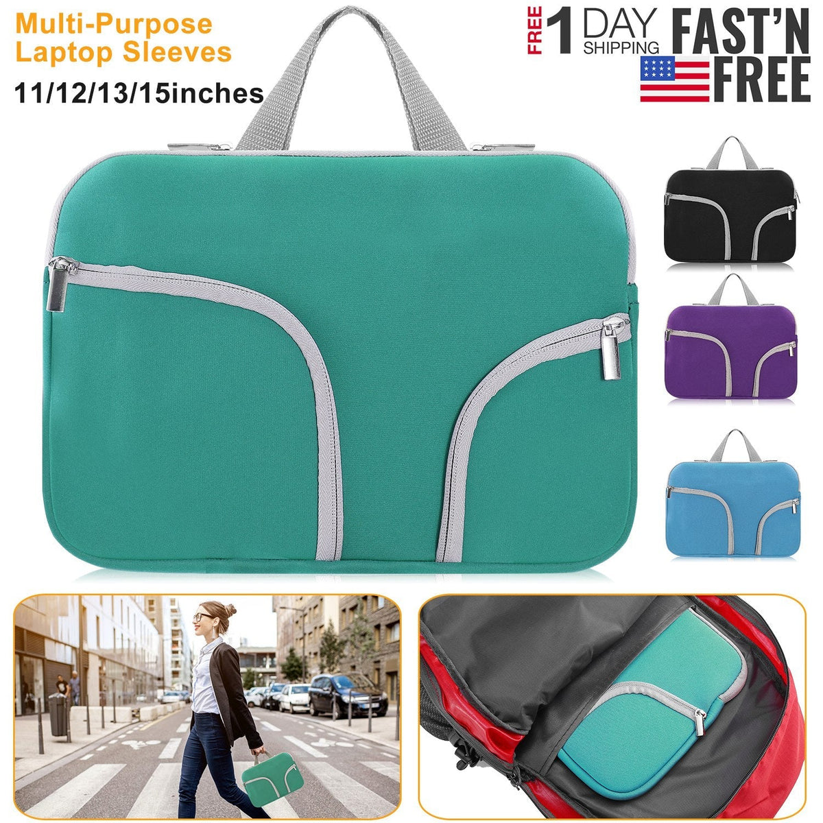 Portable Laptop Sleeve Bag Tablet Notebook Inner Case Bag 11-15Inches Universal   Neoprene