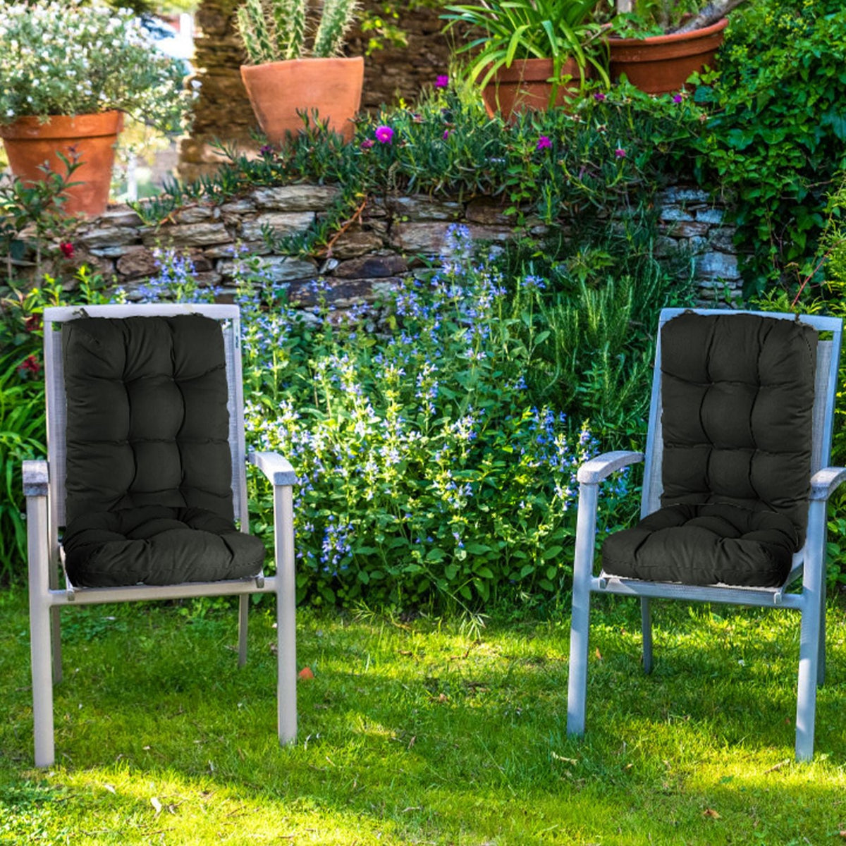 2Pcs Waterproof Rocking Chair Cushion Upper And Lower Back And Seat Sets with Non-Slip Ties Oxford Cloth Surface Polyester Filling Comfortable for Ind