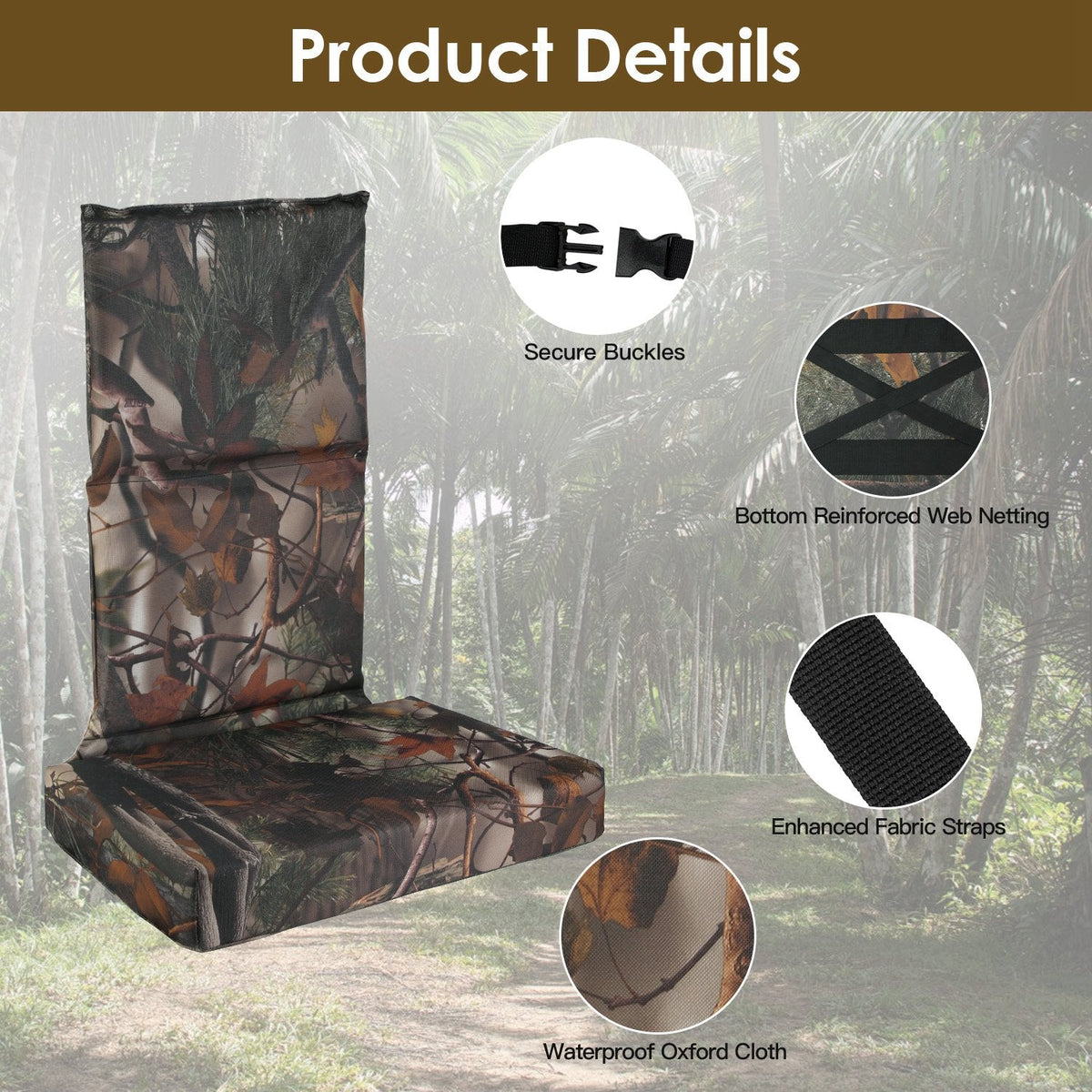 Foldable Tree Stand Seat Replacement Camouflage Waterproof Oxford Cloth Hunting Treestand Seat Cushion For Hunting Climber Deer Ladder