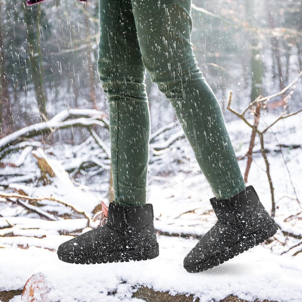 Women Lady Snow Boots Suede Mid-Calf Boot Shoe Short Plush Warm Lining Shoes w/ Anti-slip Rubber Base Knitting Design