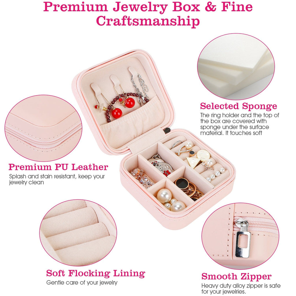 Mini Jewelry Storage Box Portable Ring Earring Necklace Storage Travel Case PU Leather Jewelry Organizer Gift