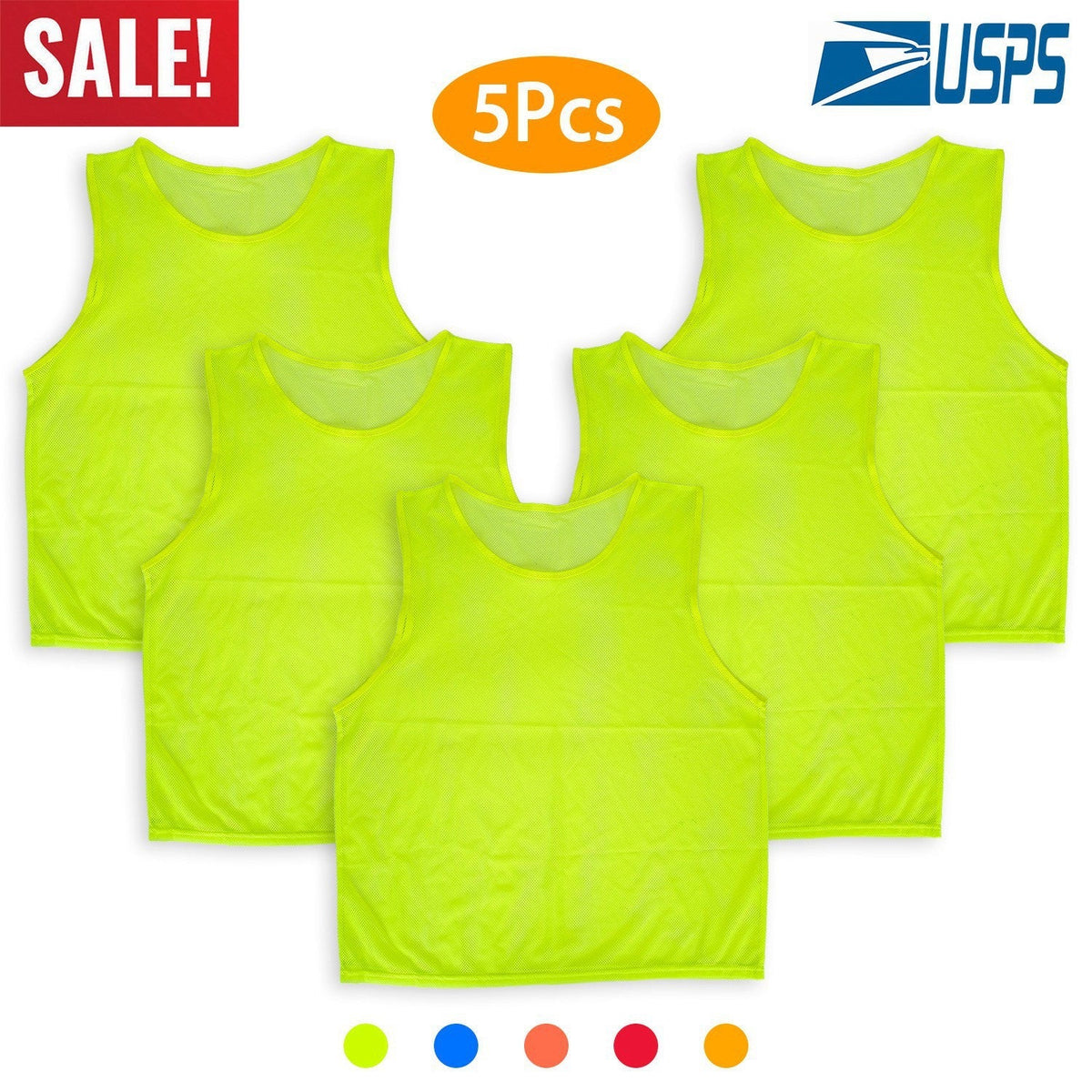 5Pcs Mesh Scrimmage Vests Soccer Basketball Team Training Pinnies Jerseys Shirt Adult Plus Size