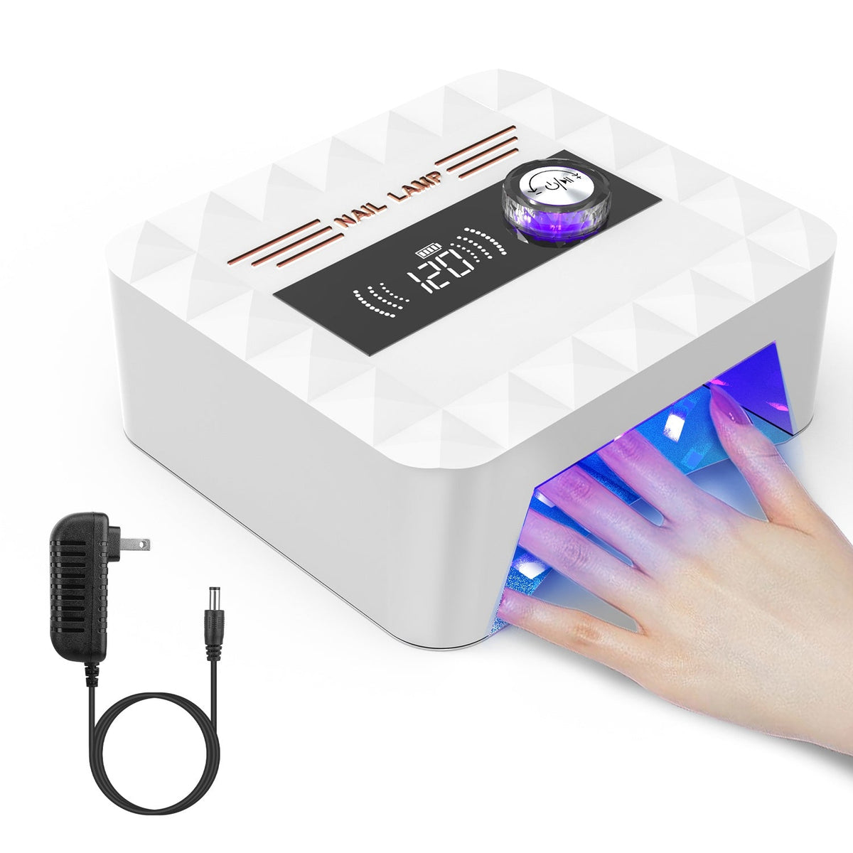 120W Cordless UV Nail Lamp Rechargeable Gel Curing Lamp Gel Polish Light Nail Dryer with LED Display 1-120S Timer Settings 30 LED Beads for Salon and