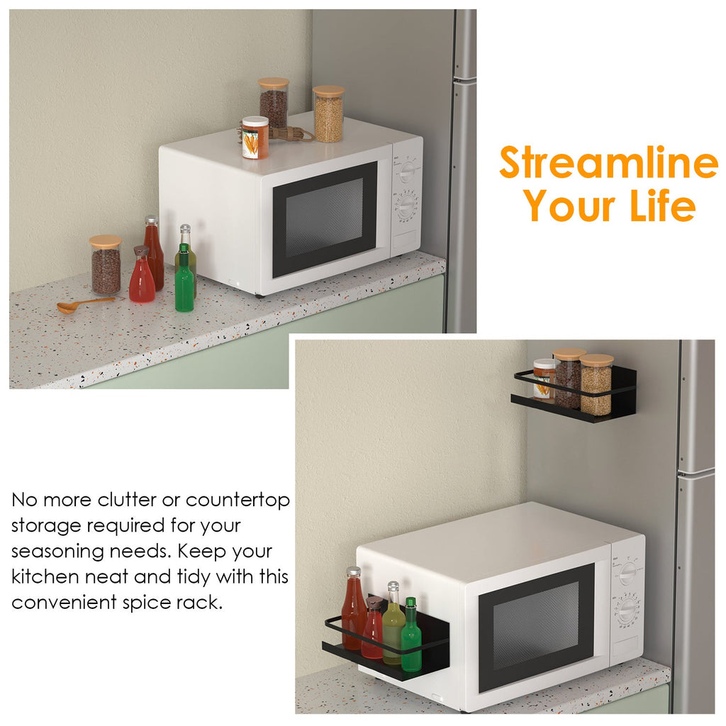 2 Packs Magnetic Spice Holder Rack Organizer Strong Magnetic Seasoning Storage Shelf for Refrigerator Microwave