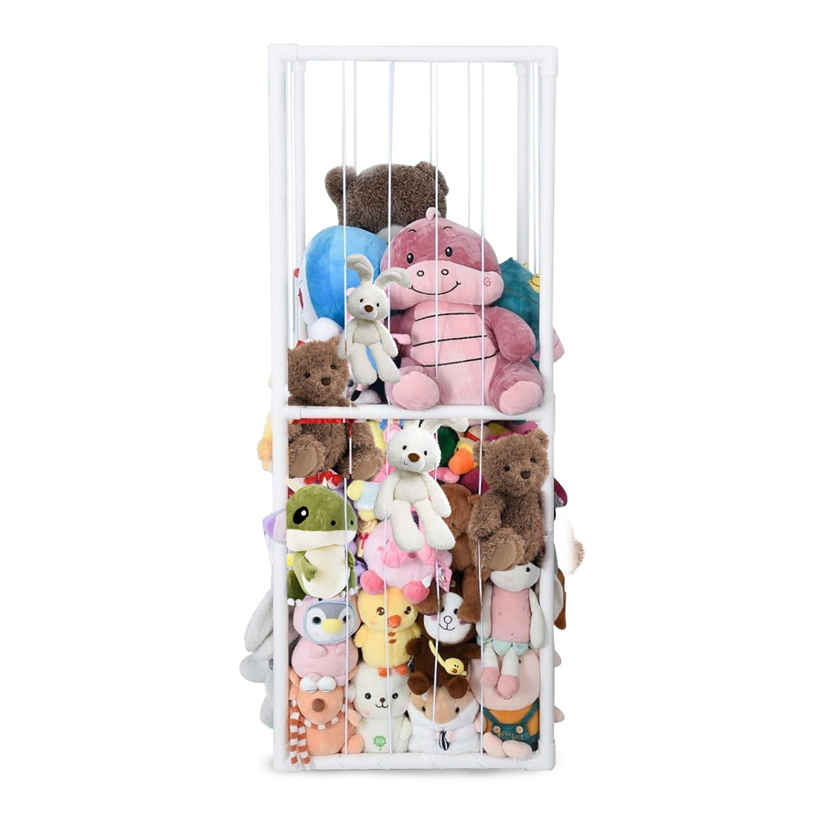 Stuffed Animal Storage PVC Plush Organizer Shelf Plush Stuffed Animal Holder Standing Kids Toy Storage Cage with Elastic Band for Nursery Play Room Be