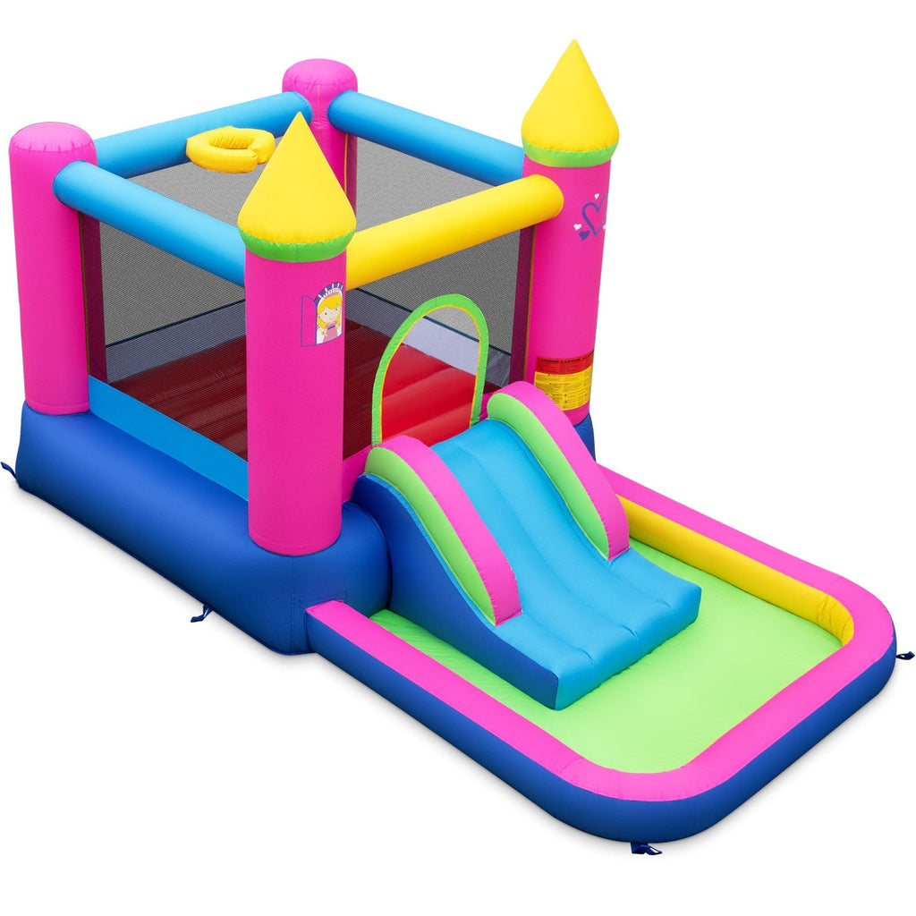 Inflatable Bounce House 4-in-1 Kids Princess-themed Bouncer Blow-up Bouncy Castle