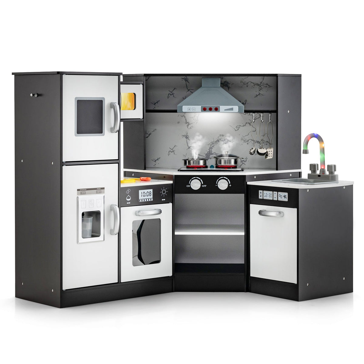 Kids Corner Pretend Kitchen Playset with Separated Washing Basin-Coffee